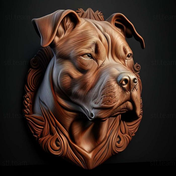 3D model American Pit Bull Terrier dog (STL)